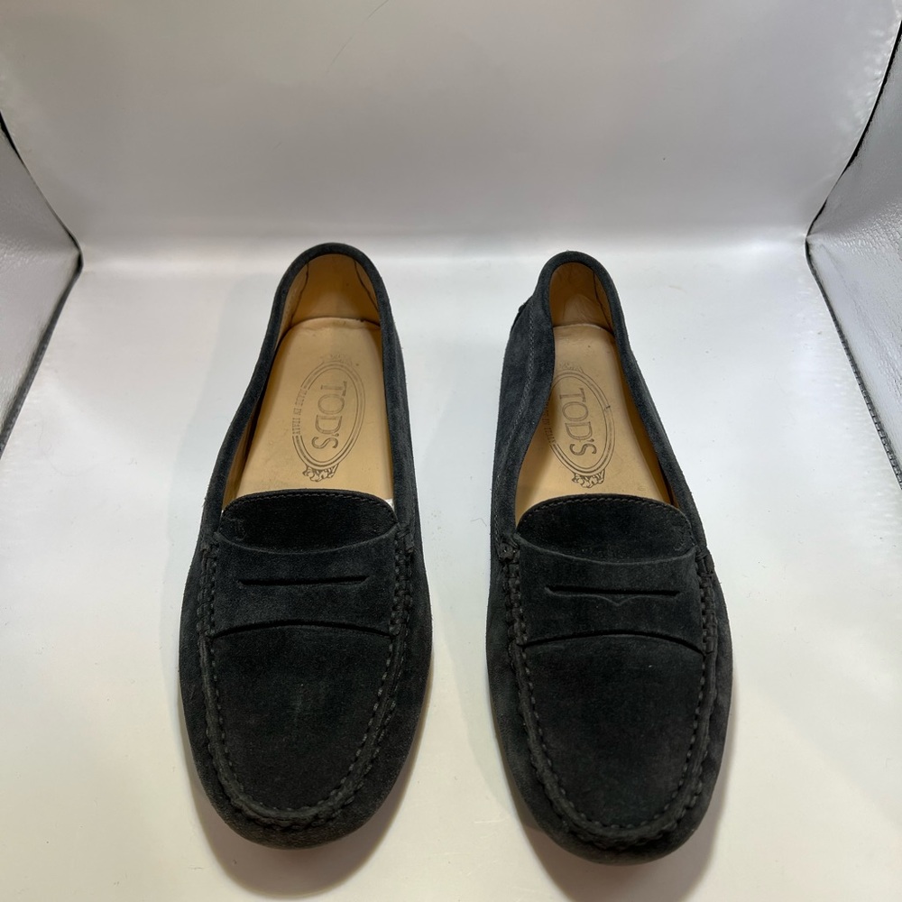 Tod's Navy Blue Suede Driving Moccasin